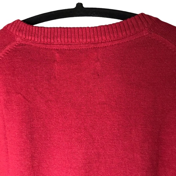 Eddie Bauer Pullover Sweater Red Cotton Cashmere V-Neck Collar Men’s Medium - Picture 9 of 11